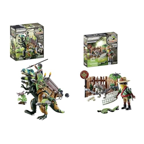 PLAYMOBIL Dino Rise 71261 T-Rex, Dinosaurier mit funktionaler Rüstung, Spielzeug für Kinder ab 5 Jahren & Dino Rise 71265 Spinosaurus-Baby, Dinosaurier im Käfig, Spielzeug für Kinder ab 5 Jahren PLAYMOBIL Dino Rise 71261 T-Rex, Dinosaurier mit funktionaler Rüstung, Spielzeug für Kinder ab 5 Jahren & Dino Rise 71265 Spinosaurus-Baby, Dinosaurier im Käfig, Spielzeug für Kinder ab 5 Jahren von PLAYMOBIL