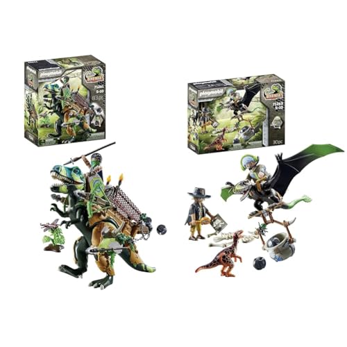 PLAYMOBIL Dino Rise 71261 T-Rex, Dinosaurier mit funktionaler Rüstung & Dino Rise 71263 Dimorphodon, Dinosaurier Abnehmbarer Rüstung mit Stehsitz PLAYMOBIL Dino Rise 71261 T-Rex, Dinosaurier mit funktionaler Rüstung & Dino Rise 71263 Dimorphodon, Dinosaurier Abnehmbarer Rüstung mit Stehsitz von PLAYMOBIL
