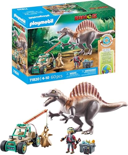PLAYMOBIL | Dinos | Spinosaurus-Angriff auf Dino-Ausgrabung | Dinosaurier Spielset | Actionspielzeug | Abenteuer Spielzeug für Kinder ab 4 Jahren | 71820 von PLAYMOBIL