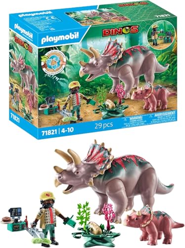 PLAYMOBIL | Dinos | Triceratops mit Jungtier | Dino Spielset | Tierfiguren | Abenteuer Spielzeug | für Kinder ab 4 Jahren | 71821 von PLAYMOBIL