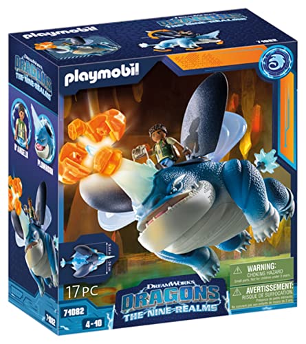 PLAYMOBIL DreamWorks Dragons 71082 Dragons: The Nine Realms - Plowhorn & D'Angelo, Dragons-Figur und Spielzeug-Drache mit Hörnern, Spielzeug für Kinder ab 4 Jahren von PLAYMOBIL