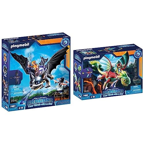 PLAYMOBIL DreamWorks Dragons 71081 The Nine Realms & DreamWorks Dragons 71083 Dragons: The Nine Realms - Feathers & Alex, Dragons-Figur und Spielzeug-Drache, Spielzeug für Kinder ab 4 Jahren von PLAYMOBIL