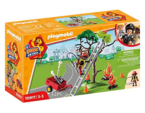 PLAYMOBIL Duck ON Call 70917 Feuerwehr Action: Rette die Katze!, Spielzeug für Kinder ab 3 Jahren von PLAYMOBIL