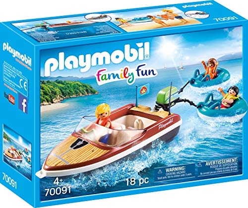 PLAYMOBIL Family Fun 70091 Sportboot mit Fun-Reifen, Ab 4 Jahren von PLAYMOBIL
