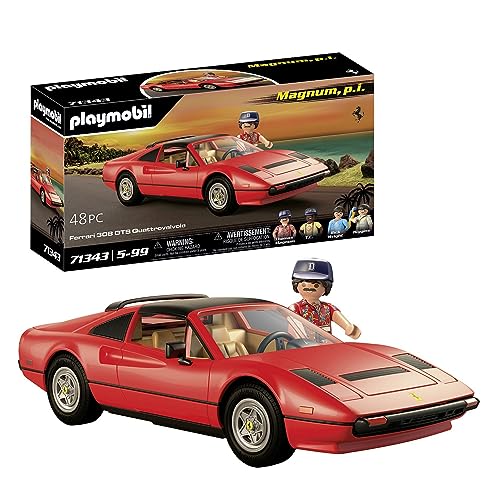 PLAYMOBIL Famous Cars 71343 Magnum, P.I. Ferrari 308 GTS Quattrovalvole, Supersportwagen, Sammlerstück für Autofans, Spielzeug für Sammler und Kinder ab 5 Jahren von PLAYMOBIL