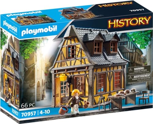 PLAYMOBIL History 70957, Mittelalterliches Wohnhaus, 66 Teile, ab 4 Jahren, mit Spielfigur und Einrichtung: Stühle, Tisch, Kommode, Bett und vieles mehr, Bauspielzeug, Konstruktionspielzeug PLAYMOBIL History 70957, Mittelalterliches Wohnhaus, 66 Teile, ab 4 Jahren, mit Spielfigur und Einrichtung: Stühle, Tisch, Kommode, Bett und vieles mehr, Bauspielzeug, Konstruktionspielzeug von PLAYMOBIL