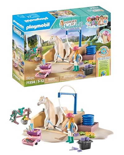 PLAYMOBIL Horses of Waterfall 71354 Isabella & Lioness mit Waschplatz, umfangreiche Pferdepflege, weitläufige Ausritte und gemeinsame Selfies, nachhaltiges Spielzeug für Kinder ab 5 Jahren von PLAYMOBIL