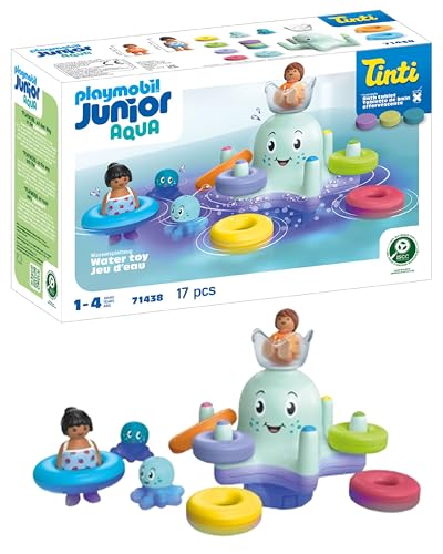 PLAYMOBIL JUNIOR Aqua | Tinti | nachhaltiges Spielzeug für Kinder ab 1 Jahr | Bunter Tintenfisch mit Ringen zum Farbsortieren | 71438 PLAYMOBIL JUNIOR Aqua | Tinti | nachhaltiges Spielzeug für Kinder ab 1 Jahr | Bunter Tintenfisch mit Ringen zum Farbsortieren | 71438 von PLAYMOBIL