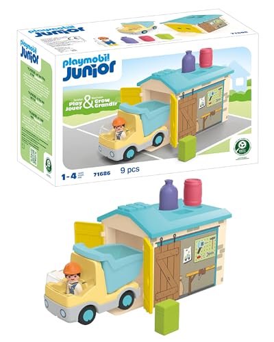 PLAYMOBIL JUNIOR | nachhaltiges Spielzeug für Kinder ab 1 Jahr | LKW mit Sortiergarage | inklusive beweglicher Kippmulde | 71686 PLAYMOBIL JUNIOR | nachhaltiges Spielzeug für Kinder ab 1 Jahr | LKW mit Sortiergarage | inklusive beweglicher Kippmulde | 71686 von PLAYMOBIL