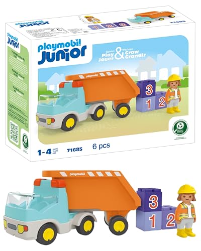 PLAYMOBIL JUNIOR | Kipplaster | nachhaltiges Spielzeug für Kinder ab 1 Jahr | inklusive Bauarbeiterin und DREI Bausteinen | 71685 PLAYMOBIL JUNIOR | Kipplaster | nachhaltiges Spielzeug für Kinder ab 1 Jahr | inklusive Bauarbeiterin und DREI Bausteinen | 71685 von PLAYMOBIL