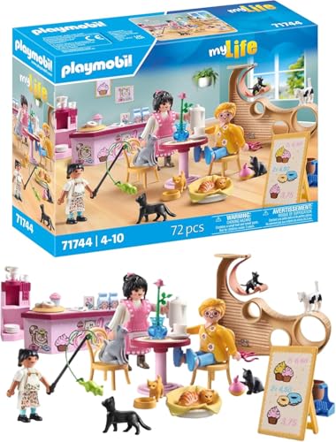 PLAYMOBIL | Katzencafé | Katzen Spielzeug Kind | Tierfiguren Set | Spielzeug für Kinder ab 4 Jahren | 71744 von PLAYMOBIL