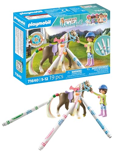PLAYMOBIL Horses of Waterfall 71640 Kreativset mit Pferd und Stiften, inklusive Einer Figur, einem Pferd und DREI Crayola Stiften, künstlerisches Spielzeug für Kinder ab 5 Jahren von PLAYMOBIL