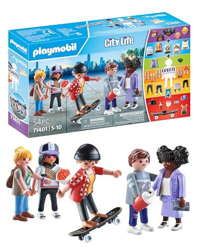 PLAYMOBIL My Figures 71401 Fashion, City Life, 5 Spielfiguren mit über 1000 Kombinationsmöglichkeiten, mit Accessoires wie Skateboard, Mütze und Handtasche, Spielzeug für Kinder ab 5 Jahren von PLAYMOBIL