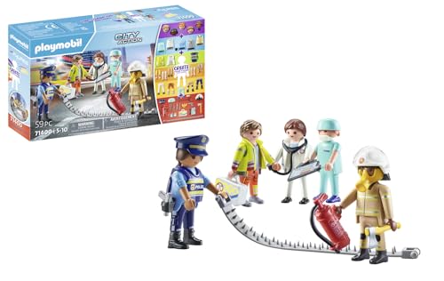 PLAYMOBIL My Figures 71400 Rescue, City Action, 5 Spielfiguren mit über 1000 Kombinationsmöglichkeiten, mit Zubehör wie Feuerlöscher, Erste Hilfekoffer und Pistole, Spielzeug für Kinder ab 5 Jahren von PLAYMOBIL