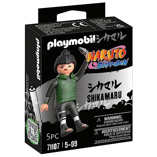 PLAYMOBIL Naruto 71107 Shikamaru in dunkelgrüner Weste mit schwarzer Hose und schwarzen Stiefeln und Kunai, kreativer Spielspaß für Animefans mit tollen Details und authentischen Extras, ab 5 Jahren von PLAYMOBIL