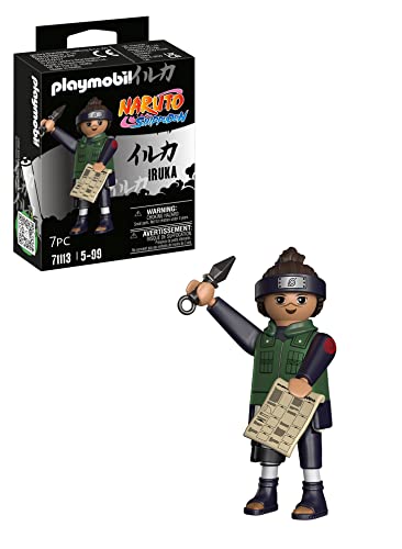 PLAYMOBIL Naruto Shippuden 71113 Iruka, gekleidet im blauen Kampanfzug mit grüner Chunin-Jacke, kreativer Spielspaß für Animefans mit tollen Details und authentischen Extras, 7-teilig, ab 5 Jahren von PLAYMOBIL