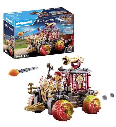 PLAYMOBIL Novelmore 71299 Burnham Raiders - Feuerkampfwagen, feuriger Kampf zwischen Burnham Raider und Novelmore, mit Rammbock, Flammenrädern und Schleudersitz, Spielzeug für Kinder ab 4 Jahren von PLAYMOBIL