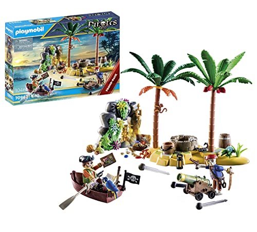 PLAYMOBIL Pirates 70962 Promo Pack Piratenschatzinsel mit Skelett, Piratenschatzinsel mit Skelett und schussfähiger Kanone, Spielzeug für Kinder ab 4 Jahren von PLAYMOBIL