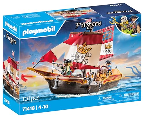 PLAYMOBIL Pirates 71418 Piratenschiff, aufregende Abenteuer auf hoher See, mit umfangreichem Zubehör wie Fernrohr, Kompass und Kanonen, Spielzeug für Kinder ab 4 Jahren PLAYMOBIL Pirates 71418 Piratenschiff, aufregende Abenteuer auf hoher See, mit umfangreichem Zubehör wie Fernrohr, Kompass und Kanonen, Spielzeug für Kinder ab 4 Jahren von PLAYMOBIL