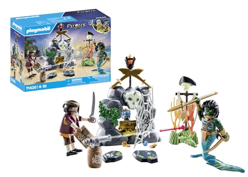 PLAYMOBIL Pirates 71420 Schatzsuche, auf der Suche nach dem Kristallschädel, aufregende Unterwasserwelt mit Pirat und Muränenmann, Spielzeug für Kinder ab 4 Jahren von PLAYMOBIL