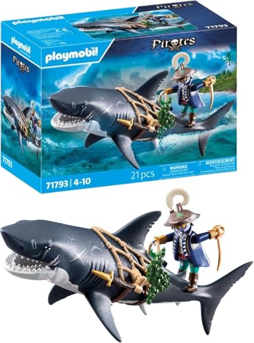 PLAYMOBIL | Pirates | Gefahr durch Riesenhai | Piratenspielzeug | Spielzeugfiguren | Spielzeug für Kinder ab 4 Jahren | 71793 von PLAYMOBIL