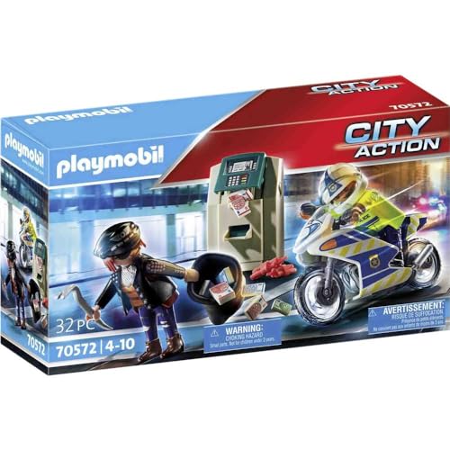 PLAYMOBIL City Action 70572 Polizei-Motorrad: Verfolgung des Geldräubers, Für Kinder von 4-10 Jahre von PLAYMOBIL