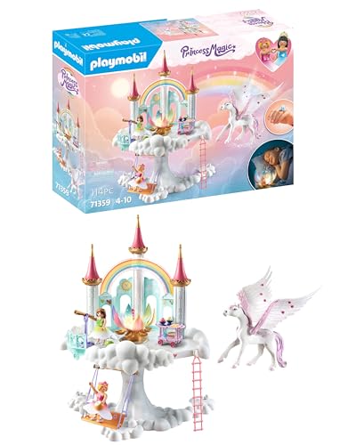 PLAYMOBIL Princess Magic 71359 Himmlisches Regenbogen-Schloss, magische Welt mit leuchtender Regenbogenblume, Schmetterlingsring, Pegas und Prinzessinnen, ab 4 Jahren von PLAYMOBIL