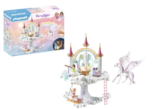 PLAYMOBIL Princess Magic 71359 Himmlisches Regenbogen-Schloss, magische Welt mit leuchtender Regenbogenblume, Schmetterlingsring, Pegas und Prinzessinnen, ab 4 Jahren von PLAYMOBIL