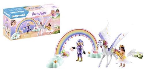 PLAYMOBIL Princess Magic 71361 Himmlischer Pegasus mit Regenbogen, Zauberhaftes Spielset mit Zubehör zum Pflegen und Füttern des Pegasus, Spielzeug für Kinder ab 4 Jahren von PLAYMOBIL
