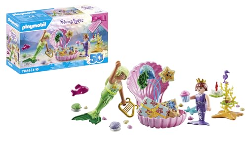 PLAYMOBIL Princess Magic 71446 Meerjungfrauen-Geburtstagsparty, fröhliche Feier mit zwei Meerjungfrauen, farbenfrohen Geschenken und vielseitigem Zubehör, nachhaltiges Spielzeug für Kinder ab 4 Jahren von PLAYMOBIL