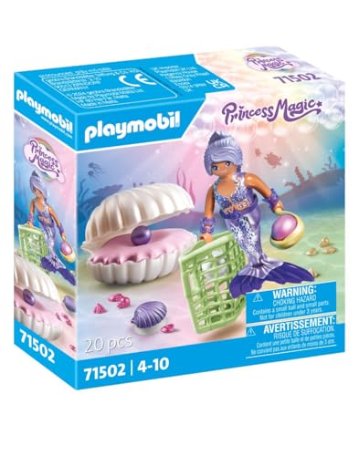 PLAYMOBIL Princess Magic 71502 Meerjungfrau mit Perlmuschel, inklusive Muschelschatulle und Dekomuschel zum Befestigen auf glatten Flächen, Zauberhaftes Spielzeug für Kinder ab 4 Jahren von PLAYMOBIL