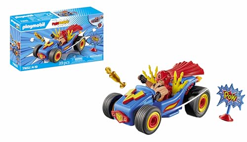PLAYMOBIL Funstars 71632 Rasender Wrestler, Kart mit Rückzugsmotor, dynamisches Spielset für spannende Rennen, detailreiches Spielzeug für Kinder ab 4 Jahren PLAYMOBIL Funstars 71632 Rasender Wrestler, Kart mit Rückzugsmotor, dynamisches Spielset für spannende Rennen, detailreiches Spielzeug für Kinder ab 4 Jahren von PLAYMOBIL