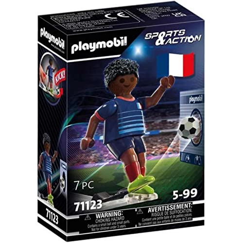 PLAYMOBIL Sports & Action, 71123 Fußballspieler Frankreich mit Kickfunktion und Torwand, ab 5 Jahren von PLAYMOBIL