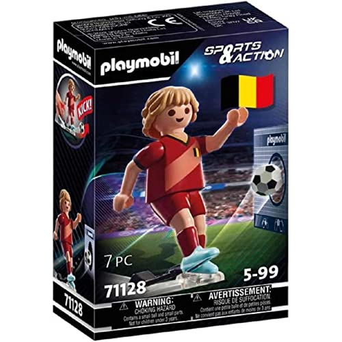 PLAYMOBIL Sports & Action 71128 Fußballspieler Belgien, mit Kickfunktion und Torwand, ab 5 Jahren von PLAYMOBIL