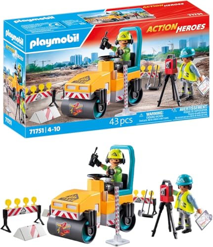 PLAYMOBIL | Straßenbaustelle | Baustellenspielzeug Kind | Baustellen Spielset | Spielzeug für Kinder ab 4 Jahren | 71751 von PLAYMOBIL