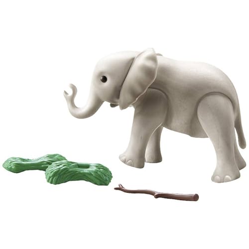 PLAYMOBIL WILTOPIA 71049 Junger Elefant inklusive vielen Zubehör und Tier-Sammelkarte mit QR-Code, ab 4 Jahren, von PLAYMOBIL