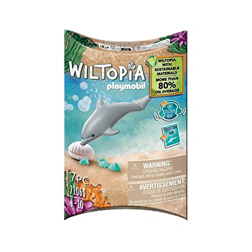 PLAYMOBIL WILTOPIA 71068 Junger Delfin aus nachhaltigem Material inklusive vielen Zubehör und Tier-Sammelkarte mit QR-Code und spannenden Audio-Content, ab 4 Jahren von PLAYMOBIL