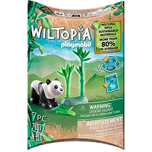 PLAYMOBIL WILTOPIA 71072 Junger Panda aus nachhaltigem Material inklusive vielen Zubehör und Tier-Sammelkarte mit QR-Code und spannenden Audio-Content, ab 4 Jahren von PLAYMOBIL