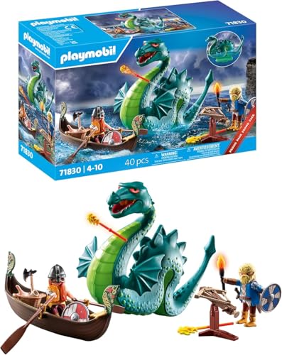 PLAYMOBIL | Wikinger mit Seeungeheuer | Lernspielzeug ab 4 Jahren | Fantasievolles Spielzeug | Drachenfigur & Wikingerschiff | Kreativitätsförderndes Spielzeug | 71830 von PLAYMOBIL