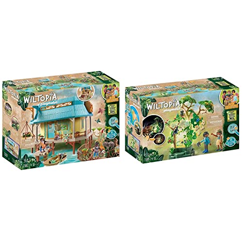 PLAYMOBIL Wiltopia 71007 Tierpflegestation mit Lichteffekten und Spielzeugtieren & Wiltopia 71009 Nachtlicht Regenwald mit Spielzeugtieren, Licht und Sound von PLAYMOBIL