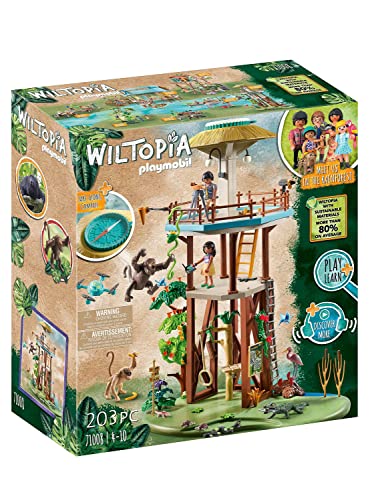 PLAYMOBIL Wiltopia 71008 Forschungsturm mit Kompass und Spielzeugtieren, Nachhaltiges Spielzeug für Kinder ab 4 Jahren von PLAYMOBIL