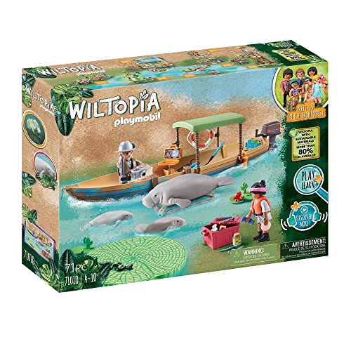 PLAYMOBIL Wiltopia 71010 Bootsausflug zu den Seekühen mit Spielzeugtieren, Nachhaltiges Spielzeug für Kinder ab 4 Jahren von PLAYMOBIL