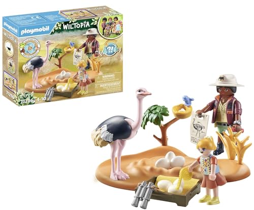 PLAYMOBIL Wiltopia 71296 Zu Gast bei Papa Strauß, spielerischer Tierschutz in der afrikanischen Wildnis, Unterstützung der Straußfamilie, nachhaltiges Spielzeug für Kinder ab 4 Jahren von PLAYMOBIL