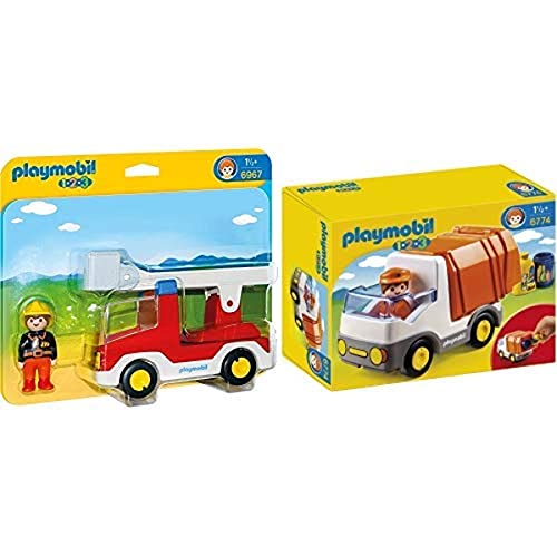 Playmobil 6967 - Feuerwehrleiterfahrzeug & 6774 - Müllauto von PLAYMOBIL