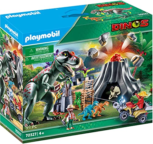 Playmobil 70327 Dinos XXL T-Rex Dinosaurier mit Vulkanausbruch und Figuren von PLAYMOBIL