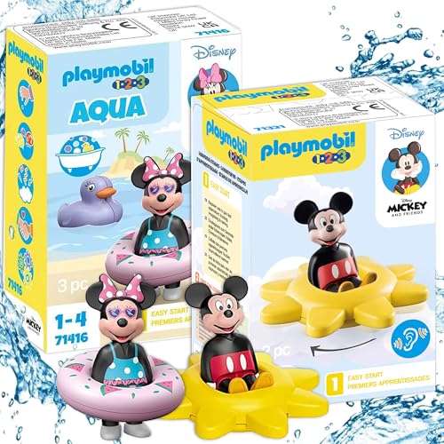 Playmobil 71321 - 1.2.3 & Disney: Mickys Drehsonne mit Rasselfunktion + Playmobil 1.2.3 & Disney 71416 Minnies Strandausflug – Perfekte Sets für Kleinkinder, ideal für kreatives Spielen von PLAYMOBIL