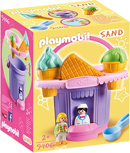 PLAYMOBIL 1.2.3 Sand 9406 Sandeimerchen "Eisdiele", mit Förmchen, Figuren und viel Zubehör, ab 2 Jahren von PLAYMOBIL