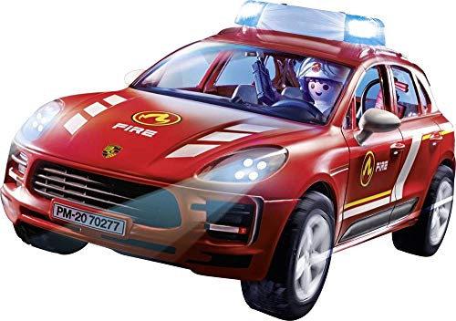 PLAYMOBIL Porsche 70277 Porsche Macan S Feuerwehr mit Licht- und Soundeffekten, Ab 4 Jahren von PLAYMOBIL