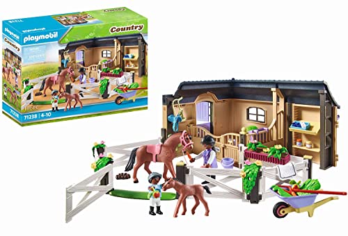 PLAYMOBIL Country 71238 Reitstall, Pferdebox mit kleinem Anbau und Auslauf, Pferd mit Fohlen für den Reiterhof, Spielzeug für Kinder ab 4 Jahren von PLAYMOBIL