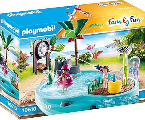 PLAYMOBIL Family Fun 70610 Spaßbecken mit Wasserspritze, Zum Bespielen mit Wasser, Ab 4 Jahren von PLAYMOBIL